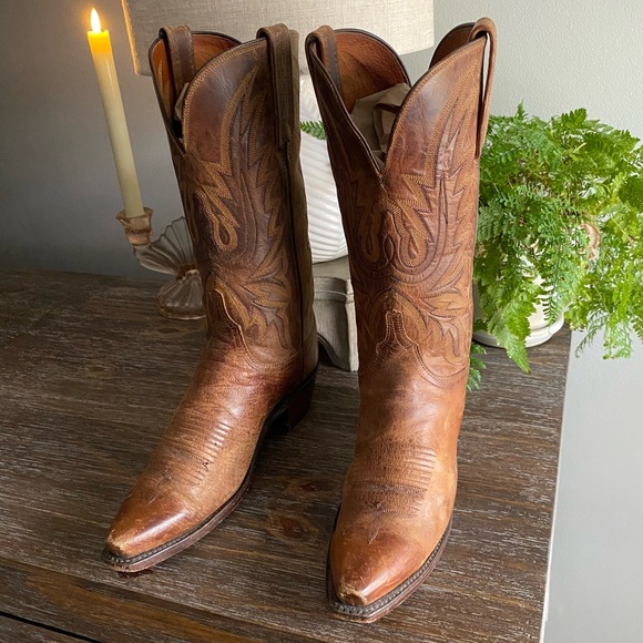 Lucchese 1883 Savannah Western Boots Cowboy Brown Mad Dog Goat Leather N4540 7.5 - Picture 8 of 16